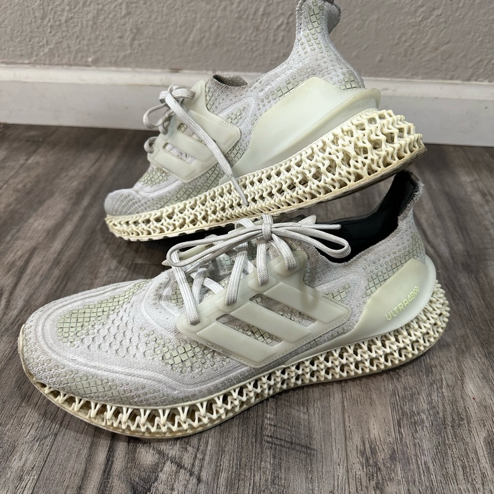 Adidas Ultra 4D Sneakers in Gray and Cream Glow in the dark.